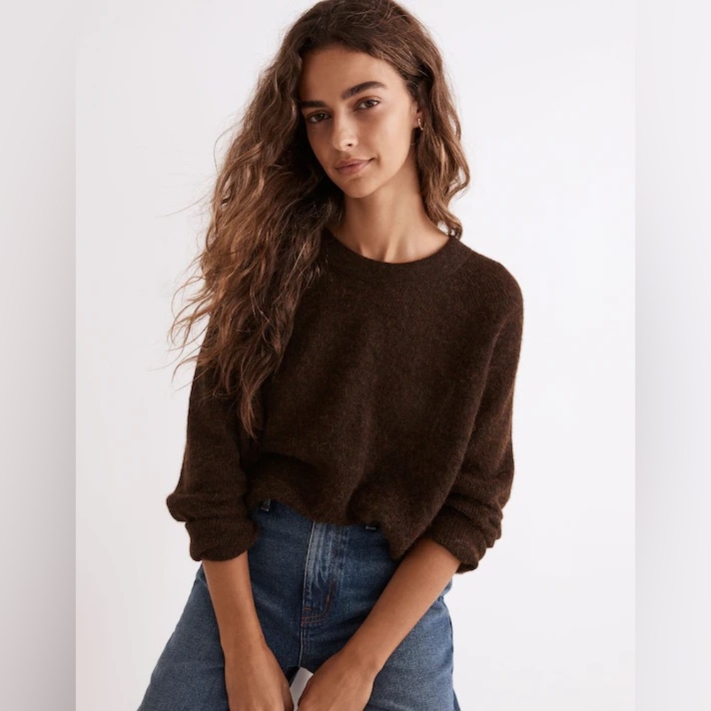 Madewell || Elliston Alpaca‎ Blend Pullover Sweater Heather Cocoa Brown XS